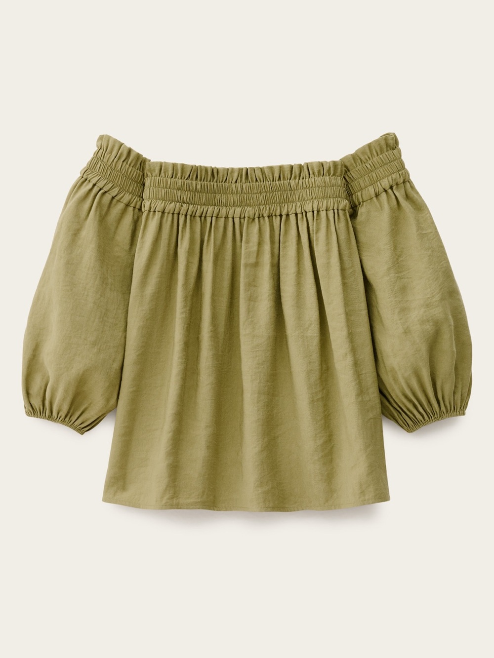 ba&sh Dalila Khaki Off-Shoulder Bustier Top M NWT Convertible Ruched Sleeve